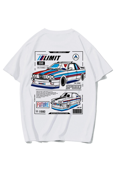 BRZ Collection Unisex Oversize Limit E60 T-Shirt (BEYAZ)