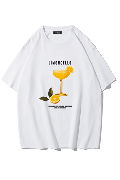BRZ Collection Unisex Oversize Limoncello T-Shirt (BEYAZ)