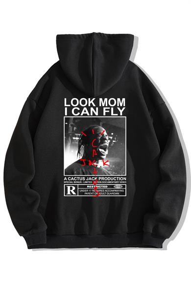 BRZ Collection Unisex Oversize Look Mom I Can Fly Fermuarlı Hoodie