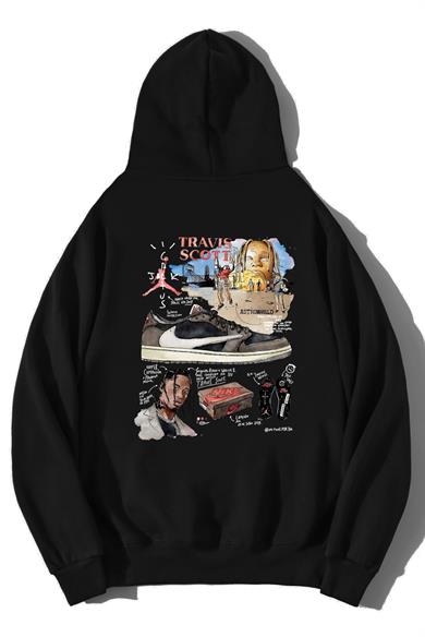 BRZ Collection Unisex Oversize Look Mom I Can Fly Travis Scott Astroworld Hoodie Siyah