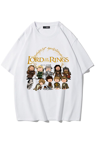 BRZ Collection Unisex Oversize Lord Of The Rings T-Shirt (BEYAZ)