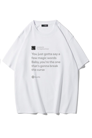BRZ Collection Unisex Oversize Lovebomb – The Neighbourhood T-shirt (BEYAZ)