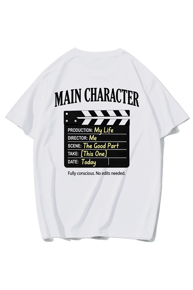 BRZ Collection Unisex Oversize Main Character T-shirt (BEYAZ)