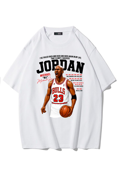 BRZ Collection Unisex Oversize Michael Jordan T-shirt (BEYAZ)