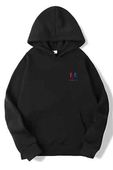 BRZ Collection Unisex Oversize Minimal Wake Up. Hoodie Siyah