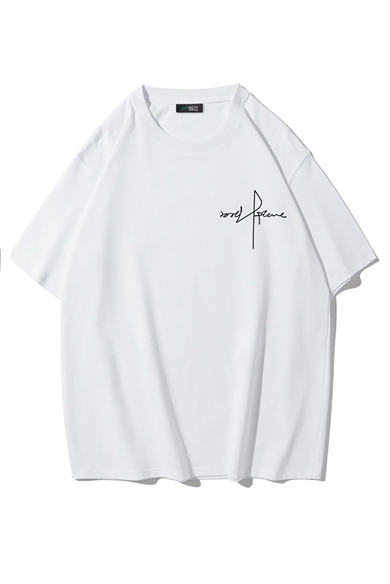 BRZ Collection Unisex Oversize Minimal İmza T-shirt (BEYAZ)