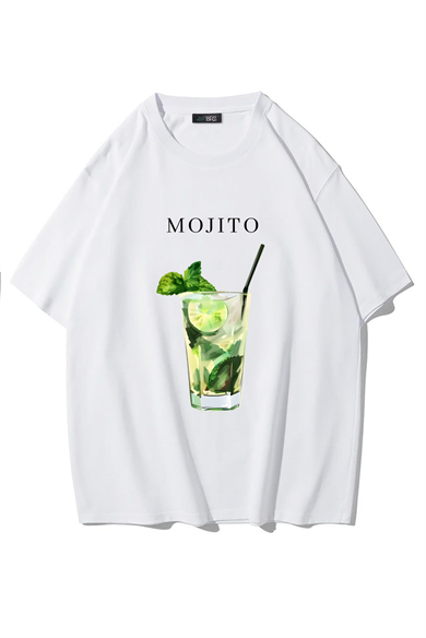 BRZ Collection Unisex Oversize Mojito T-Shirt (BEYAZ)