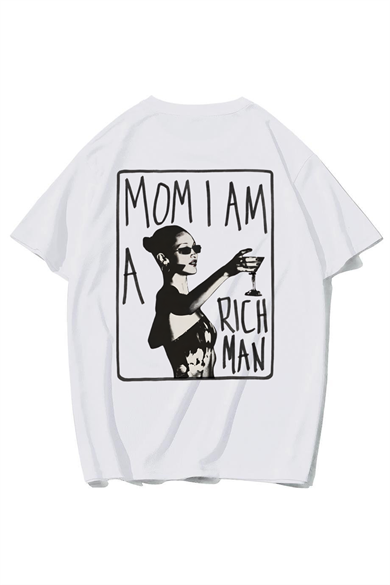 BRZ Collection Unisex Oversize Mom I Am a Rich Man T-shirt (BEYAZ)