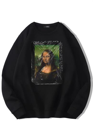 BRZ Collection Unisex Oversize Mona Lisa Smile Sweatshirt