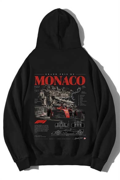 BRZ Collection Unisex Oversize Monaco Formula 1 GP Grand Prix Hoodie Siyah