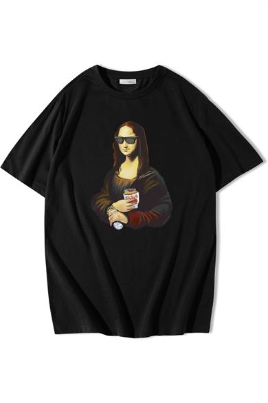 BRZ Collection Unisex Oversize Monalisa Painting Kebab T-shirt