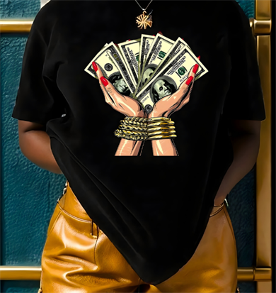 BRZ Collection Unisex Oversize Money T-shirt Siyah
