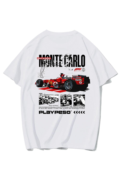 BRZ Collection Unisex Oversize Monte Carlo F1 T-shirt (BEYAZ)