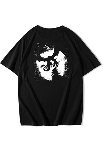 BRZ Collection Unisex Oversize Arka Baskılı Moon Dragon T-shirt