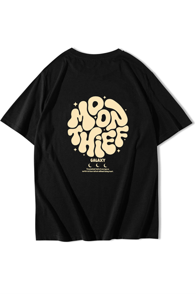 BRZ Collection Unisex Oversize Moon Thief Galaxy T-shirt Siyah