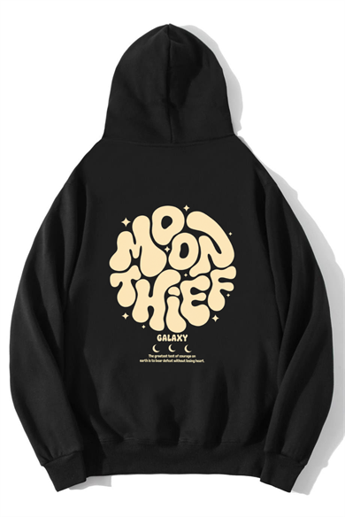 BRZ Collection Unisex Oversize Moon Thief Galaxy Hoodie Siyah