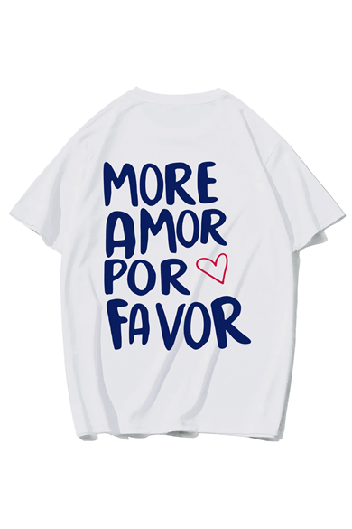 BRZ Collection Unisex Oversize More Amor Por Favor T-shirt BEYAZ