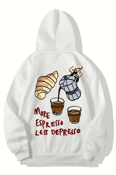 BRZ Collection Unisex Oversize More Espresso Less Depresso HOODIE (BEYAZ)