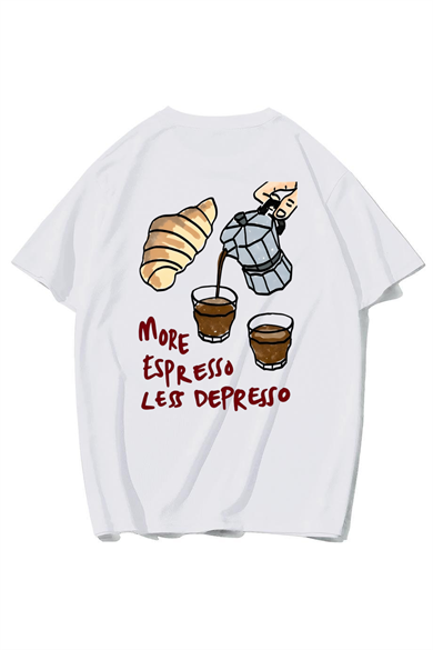 BRZ Collection Unisex Oversize More Espresso Less Depresso T-Shirt (BEYAZ)