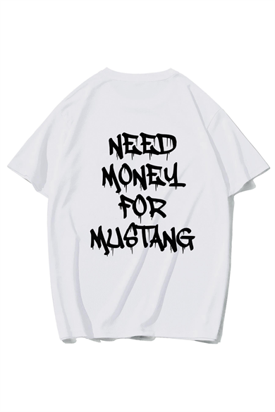 BRZ Collection Unisex Oversize MUSTANG Need Money For MUSTANG T-shirt (BEYAZ)