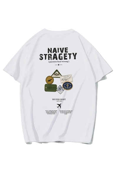 BRZ Collection Unisex Oversize Naive Stragety T-shirt (BEYAZ)