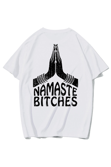 BRZ Collection Unisex Oversize Namaste Bitches T-shirt (BEYAZ)