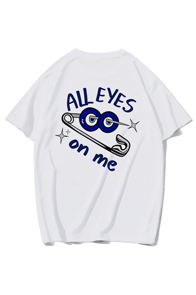 BRZ Collection Unisex Oversize (Nazar Boncuğu) All Eyes On Me T-shirt (BEYAZ)