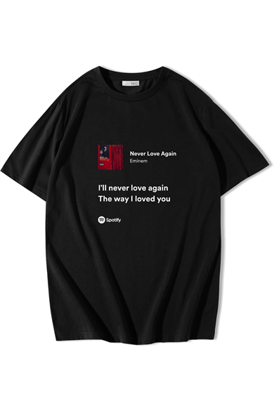 BRZ Collection Unisex Oversize Never Love Again - Eminem T-shirt Siyah