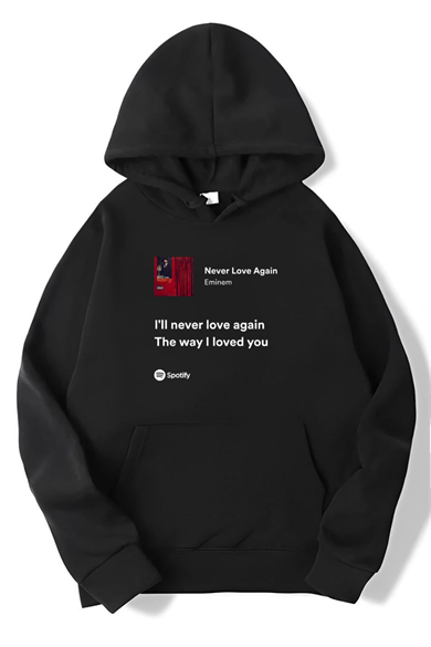 BRZ Collection Unisex Oversize Never Love Again - Eminem Hoodie Siyah