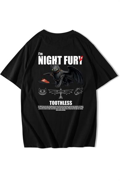 BRZ Collection Unisex Oversize Night Fury Ejderhanı Nasıl Eğitirsin T-shirt