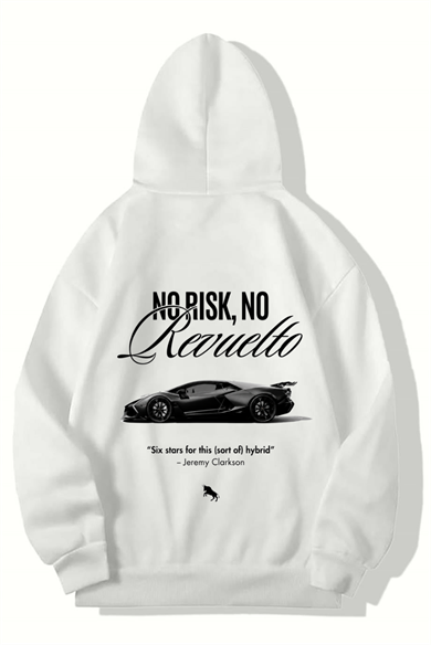 BRZ Collection Unisex Oversize No Risk No Revelto Hoodie (BEYAZ)