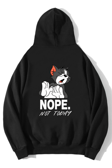 BRZ Collection Unisex Oversize Nope Not Today Hoodie Siyah