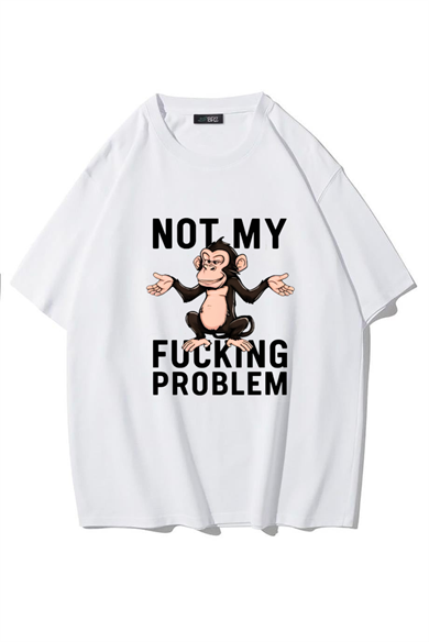 BRZ Collection Unisex Oversize Not My F*cking Problem T-shirt (BEYAZ)