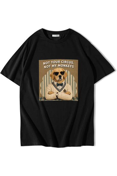 BRZ Collection Unisex Oversize Not Your Circus, Not My Monkeys T-shirt Siyah