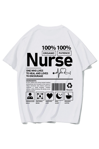 BRZ Collection Unisex Oversize Nurse T-shirt (BEYAZ)