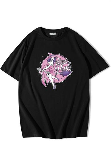 BRZ Collection Unisex Oversize October Breast Cancer Witch T-shirt