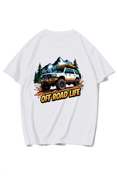 BRZ Collection Unisex Oversize Off Road Life T-shirt (BEYAZ)