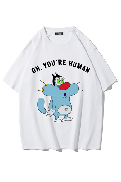 BRZ Collection Unisex Oversize Oggy T-shirt (BEYAZ)