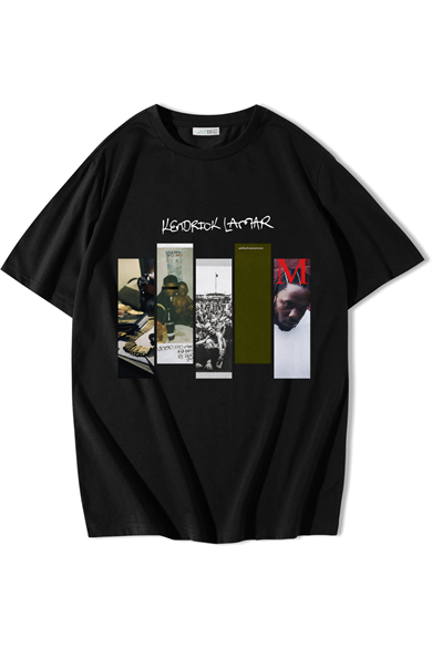 BRZ Collection Unisex Oversize Ön Baskılı Kendrick Lamar T-shirt Siyah