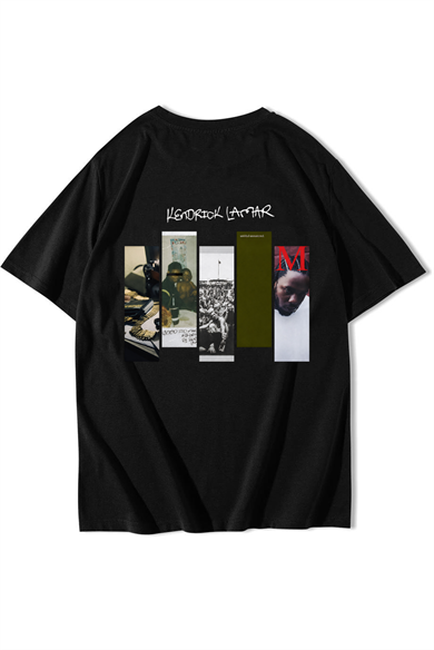 BRZ Collection Unisex Oversize Arka Baskılı Kendrick Lamar T-shirt Siyah