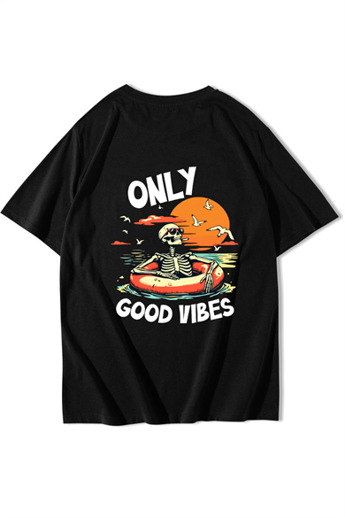 BRZ Collection Unisex Oversize Only The Good Vibes T-shirt Siyah