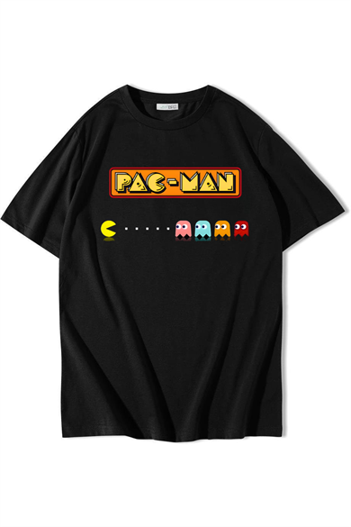 BRZ Collection Unisex Oversize Pac-Man T-shirt Siyah