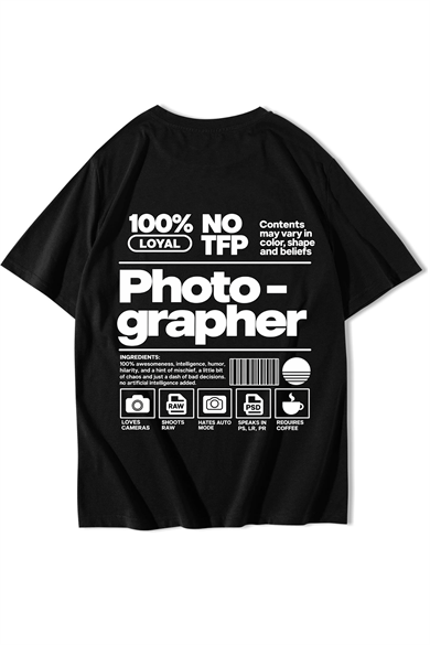 BRZ Collection Unisex Oversize Photographer T-shirt Siyah