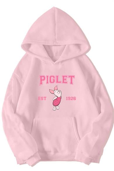 BRZ Collection Unisex Oversize Piglet (Winnie the Pooh) Hoodie (Açık Pembe)