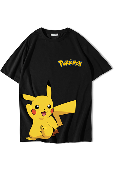 BRZ Collection Unisex Oversize Pikachu Pokemon T-shirt Siyah