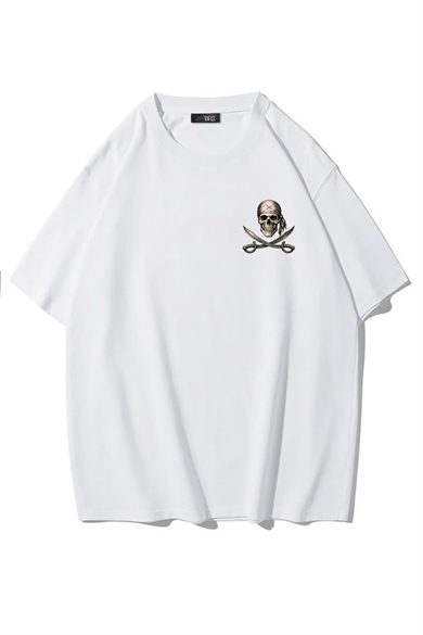 BRZ Collection Unisex Oversize Pirate T-shirt BEYAZ