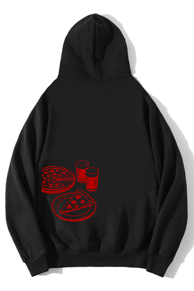 BRZ Collection Unisex Oversize Pizza Hoodie Siyah