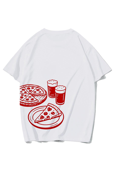 BRZ Collection Unisex Oversize Pizza T-shirt (BEYAZ)