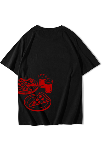 BRZ Collection Unisex Oversize Pizza T-shirt Siyah