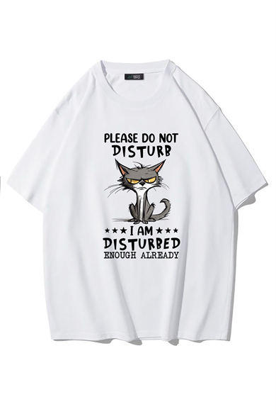 BRZ Collection Unisex Oversize Please Do Not Disturb T-shirt (BEYAZ)